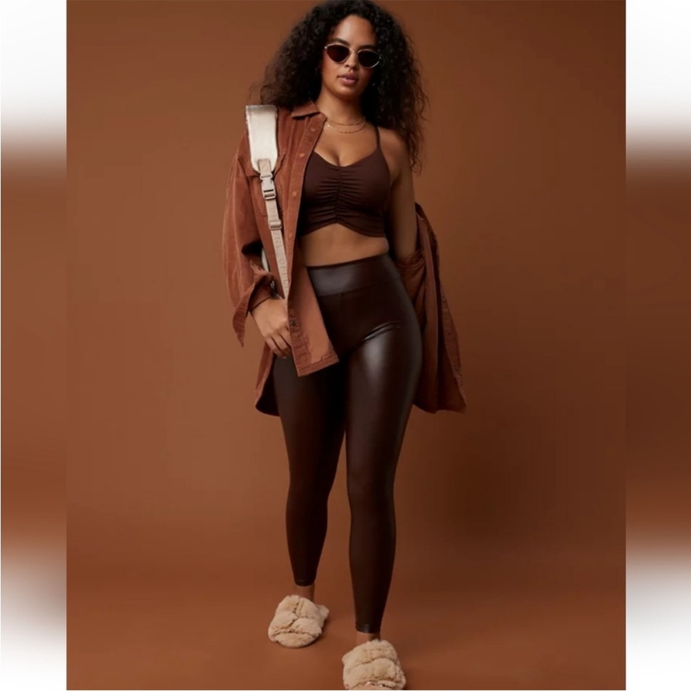 OFFLINE By Aerie Real Luxe Faux Leather Legging High Waisted | Canyon Sun
